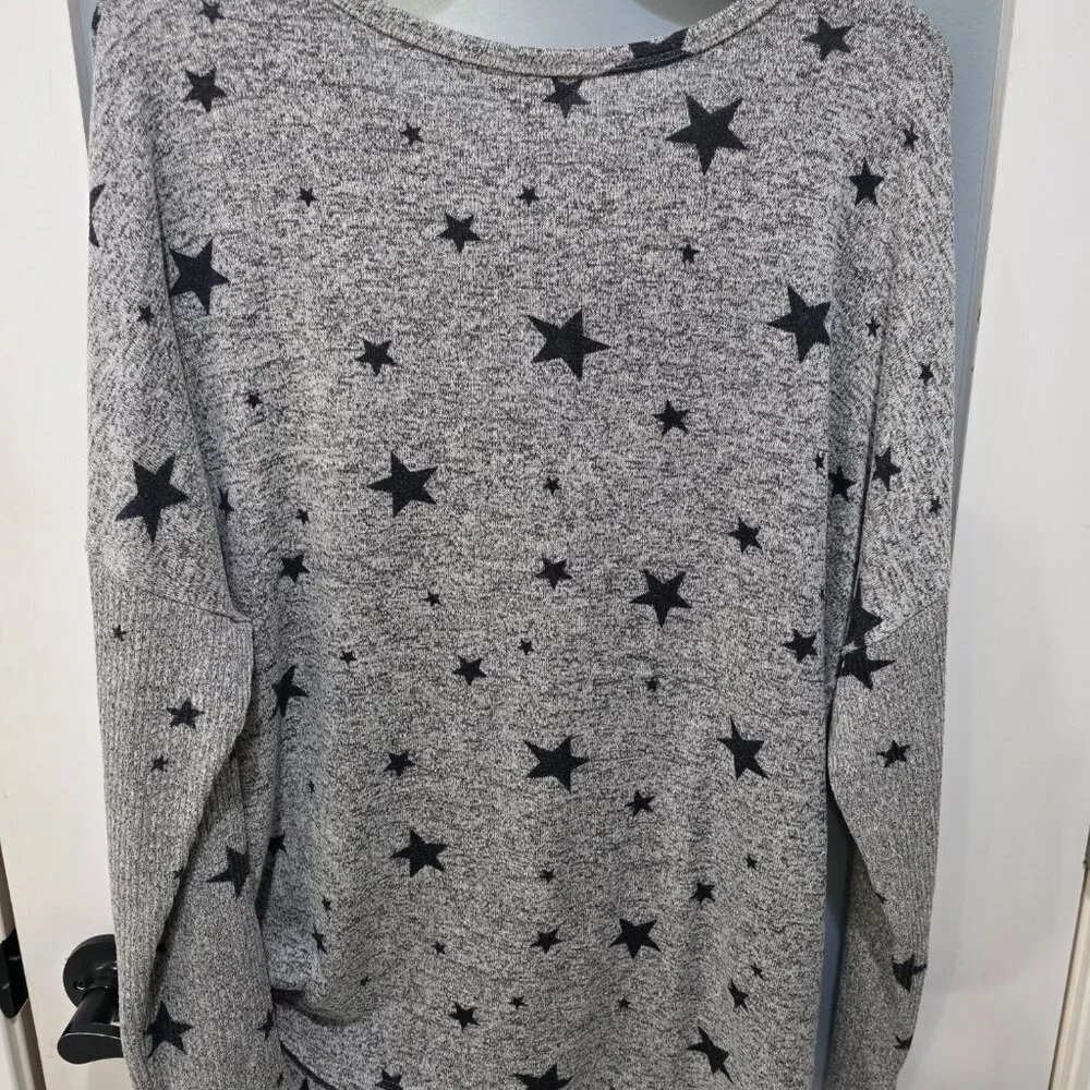Buffalo David Bitton XXL Star Print Sweater Top Cozy Knit Batwing Sleeve Gray - Picture 9 of 9